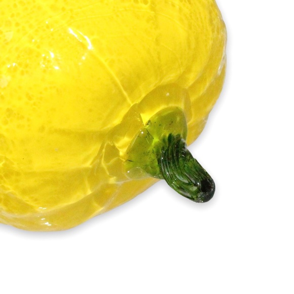 Vintage Art Glass Lemon Figurine Murano Style Realistic Citrus Fruit Statuette - Picture 4 of 5